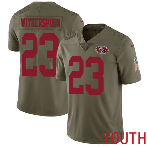 San Francisco 49ers Limited Olive Youth Ahkello Witherspoon NFL Jersey #23 2017 Salute to->san francisco 49ers->NFL Jersey